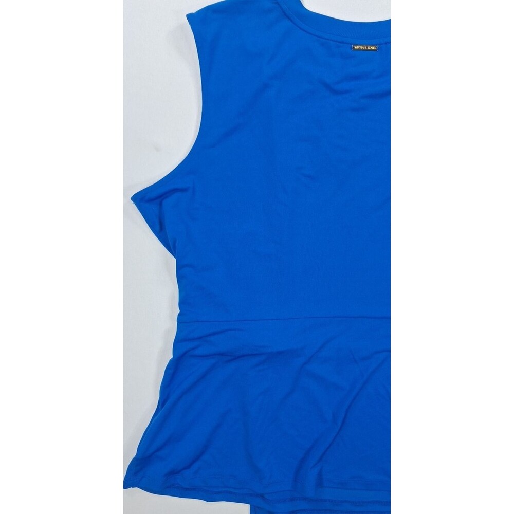 NWT Michael Kors Plus Size 1X Ring Twist Sleeveless Top Grecian Blue Blouse NEW - Picture 7 of 9